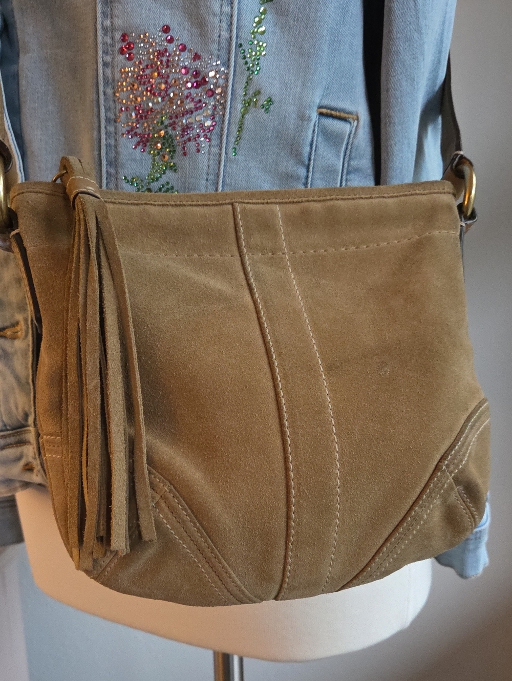 COACH Tan Suede Soho Tassel Crossbody Bag